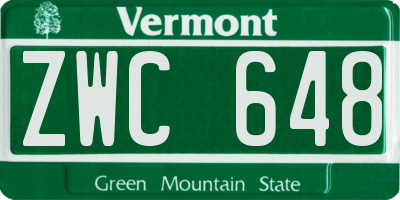 VT license plate ZWC648
