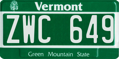 VT license plate ZWC649