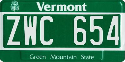 VT license plate ZWC654