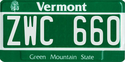 VT license plate ZWC660