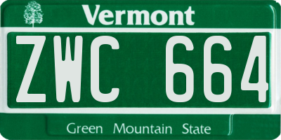 VT license plate ZWC664