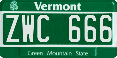 VT license plate ZWC666