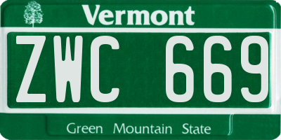 VT license plate ZWC669