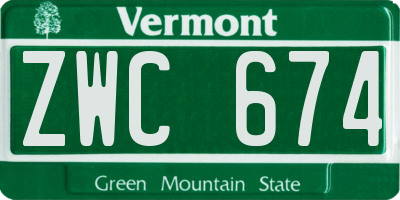 VT license plate ZWC674