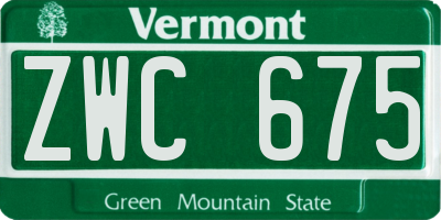 VT license plate ZWC675