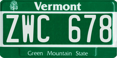 VT license plate ZWC678