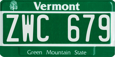VT license plate ZWC679