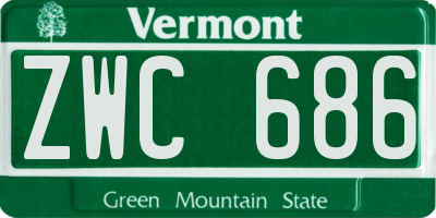 VT license plate ZWC686
