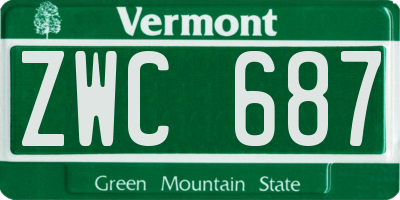 VT license plate ZWC687