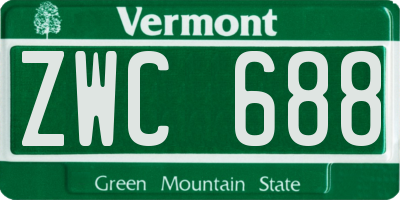 VT license plate ZWC688