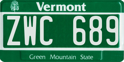 VT license plate ZWC689