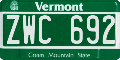 VT license plate ZWC692