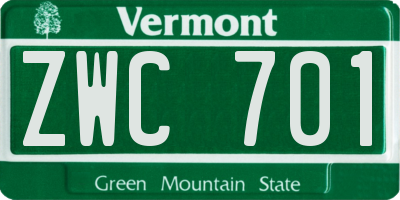 VT license plate ZWC701