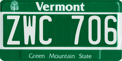 VT license plate ZWC706