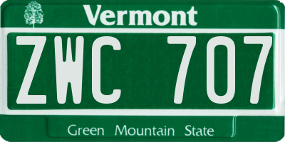 VT license plate ZWC707