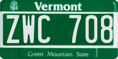 VT license plate ZWC708