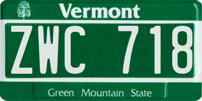 VT license plate ZWC718