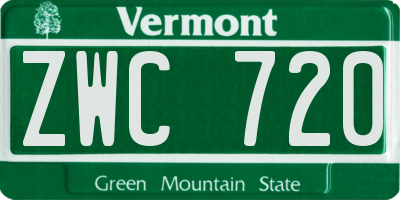 VT license plate ZWC720