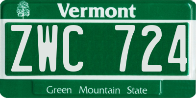 VT license plate ZWC724