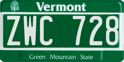 VT license plate ZWC728