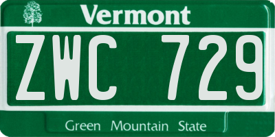 VT license plate ZWC729