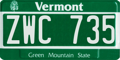 VT license plate ZWC735