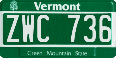 VT license plate ZWC736