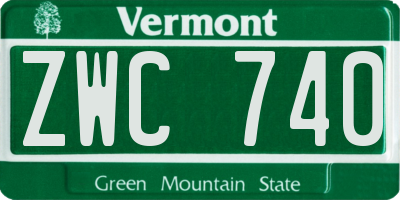 VT license plate ZWC740