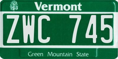 VT license plate ZWC745