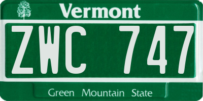 VT license plate ZWC747