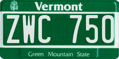 VT license plate ZWC750
