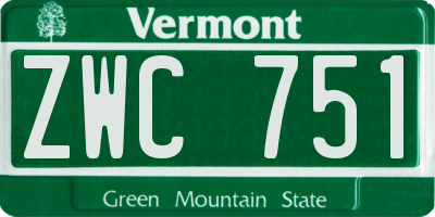 VT license plate ZWC751