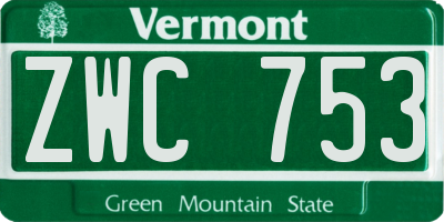 VT license plate ZWC753