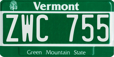VT license plate ZWC755