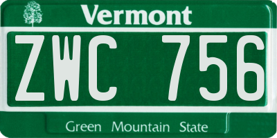 VT license plate ZWC756
