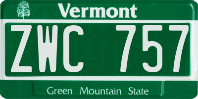 VT license plate ZWC757