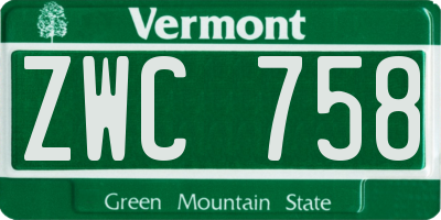 VT license plate ZWC758
