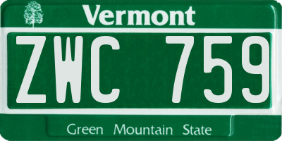 VT license plate ZWC759