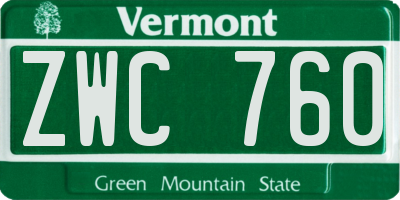 VT license plate ZWC760