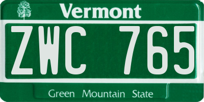 VT license plate ZWC765