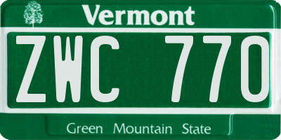 VT license plate ZWC770