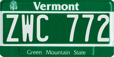 VT license plate ZWC772