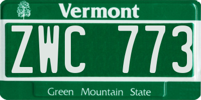 VT license plate ZWC773
