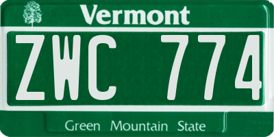 VT license plate ZWC774