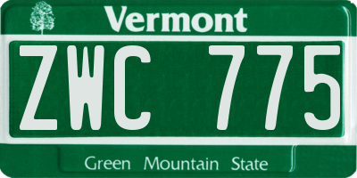 VT license plate ZWC775