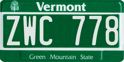 VT license plate ZWC778