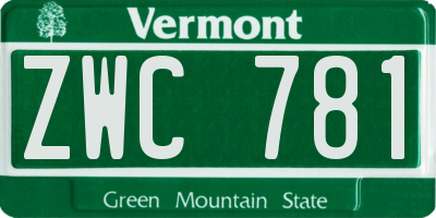 VT license plate ZWC781