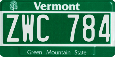 VT license plate ZWC784