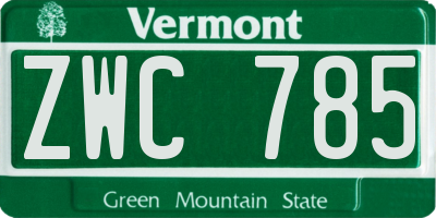 VT license plate ZWC785