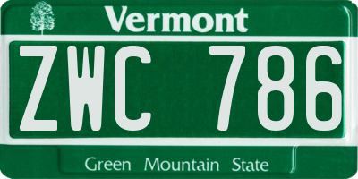 VT license plate ZWC786